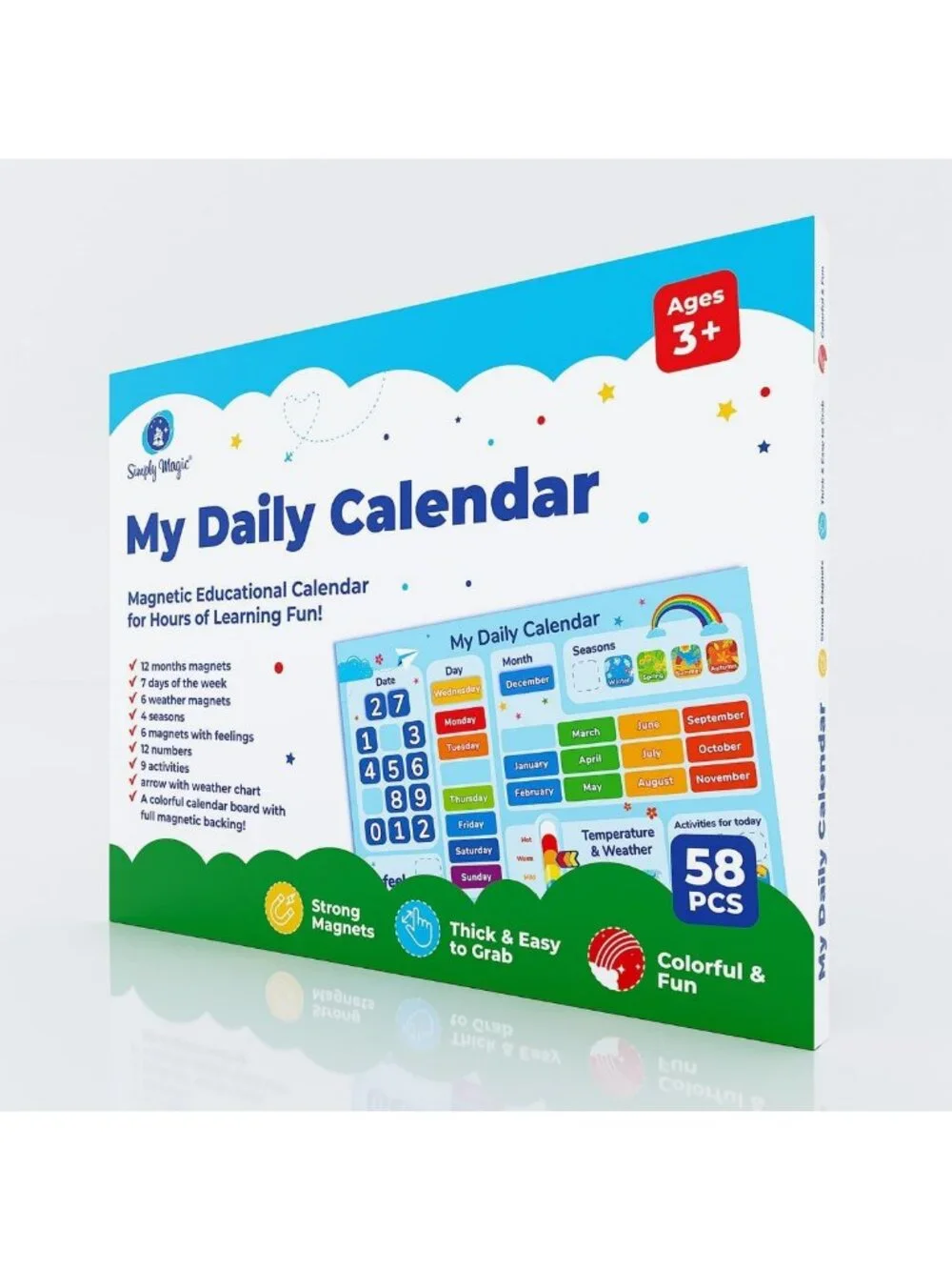 Kids Magnetic Calendar - 58 PCS Daily Planner for Learning & Fun Activities